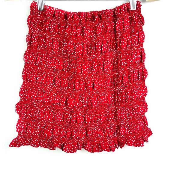 NEW STORIA Red Polka Dot Ruffle Two-Piece Set Small Top and Skirt - Picture 6 of 7